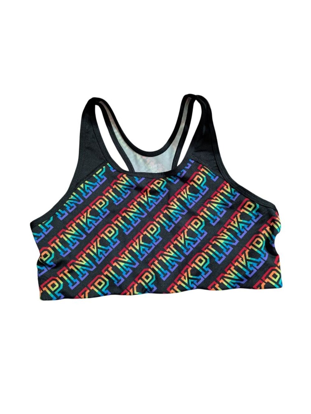 Pink By Victorias Secret Ultimate Unlined Rainbow Logo Sports Bra Size Large